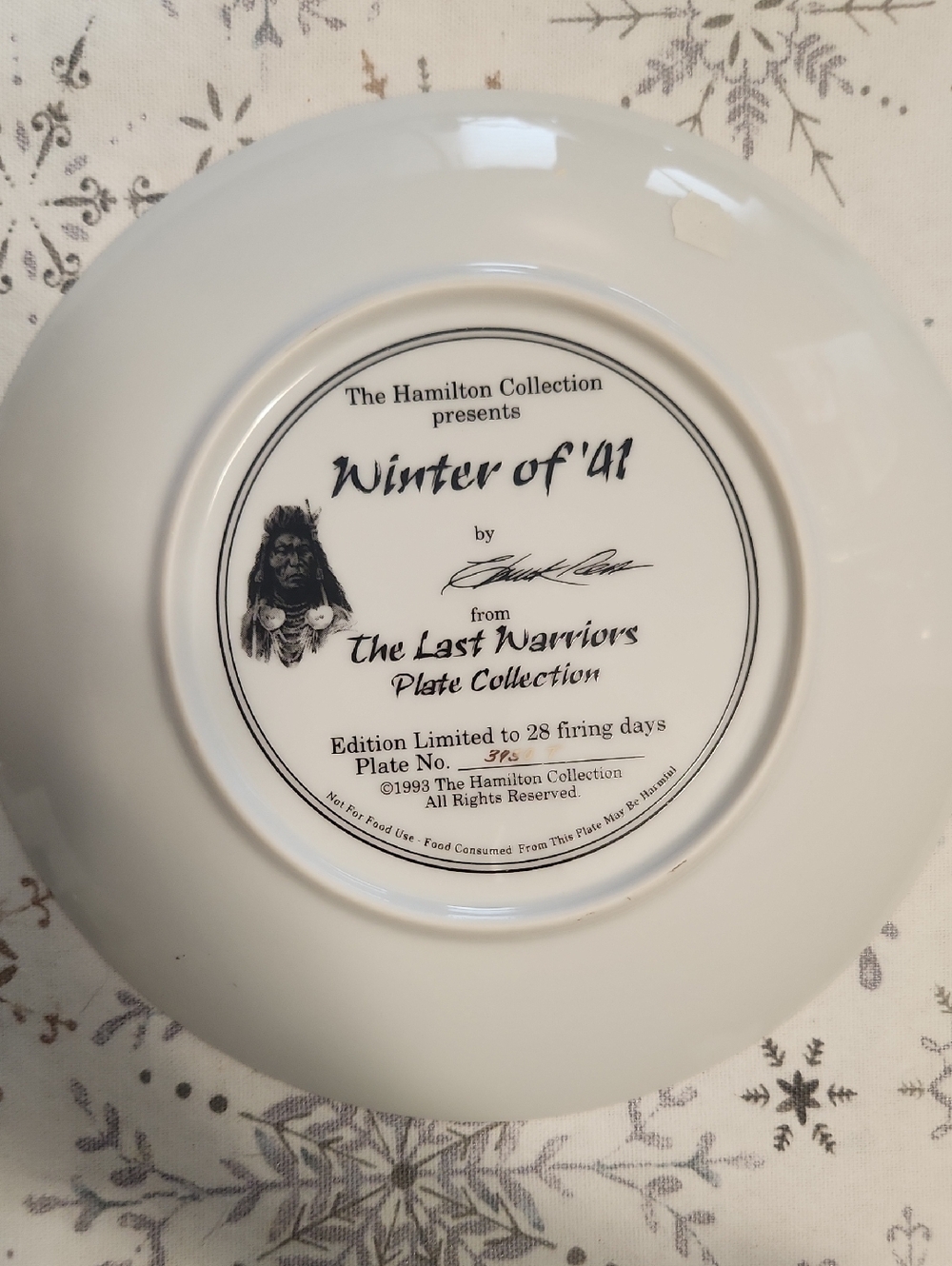 The Hamilton Collection "Winter of '41" Collectible Plate - White